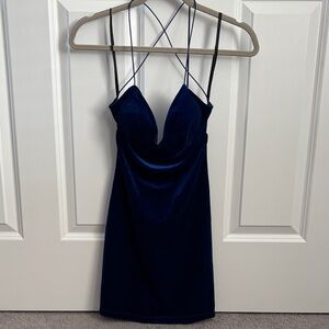 Elegant Blue Velvet Dress